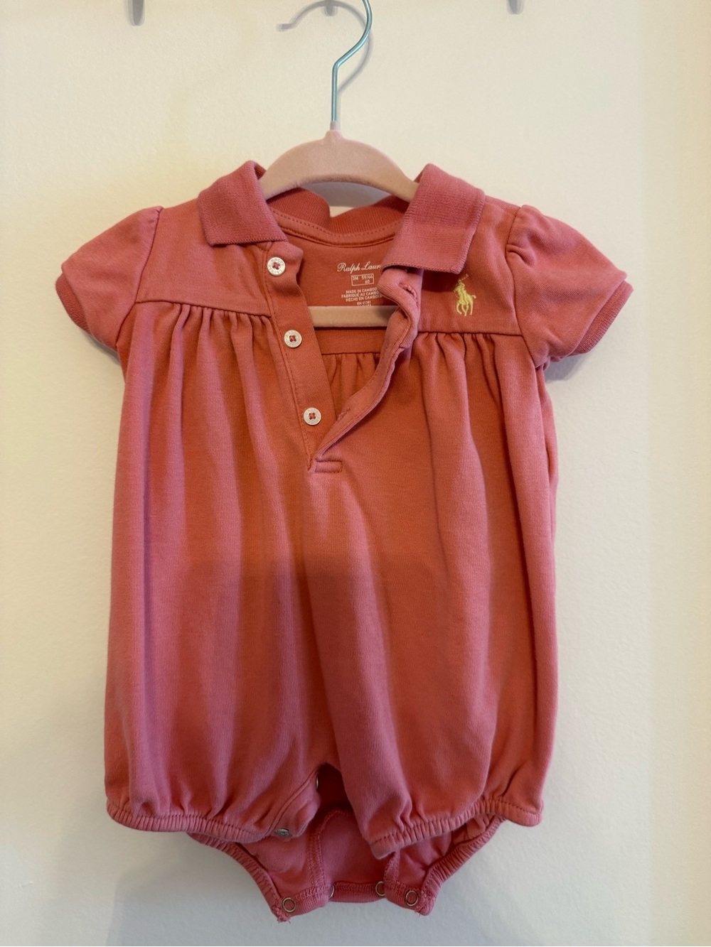 Ralph Lauren Coral Pink Polo Romper